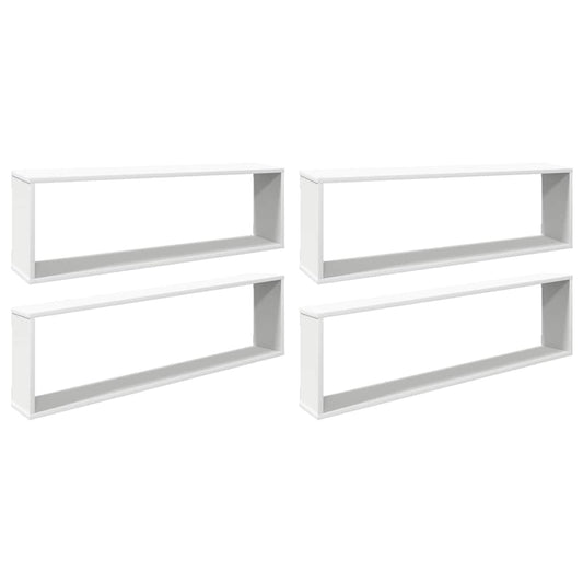 vidaXL Ράφια Κύβοι Τοίχου 4 τεμ. Λευκά 100 x 15 x 30 εκ. Επεξ. Ξύλο