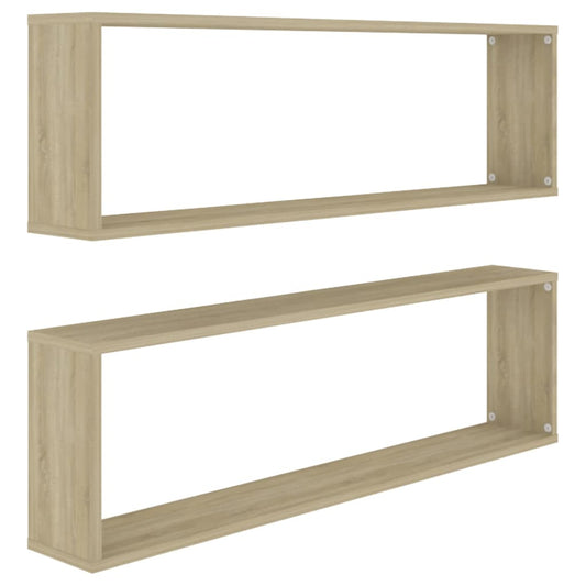 vidaXL Ράφια Κύβοι Τοίχου 2 τεμ. Sonoma Δρυς 100x15x30 εκ. Επεξ. Ξύλο