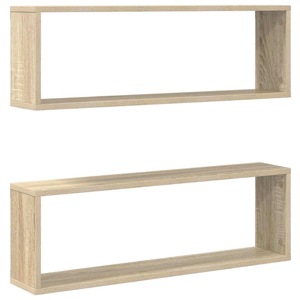 vidaXL Ράφια Κύβοι Τοίχου 2 τεμ. Sonoma Δρυς 80x15x26,5εκ. Επεξ. Ξύλο