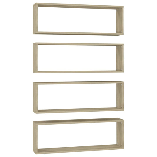 vidaXL Ράφια Κύβοι Τοίχου 4 τεμ. Sonoma Δρυς 80x15x26,5εκ. Επεξ. Ξύλο