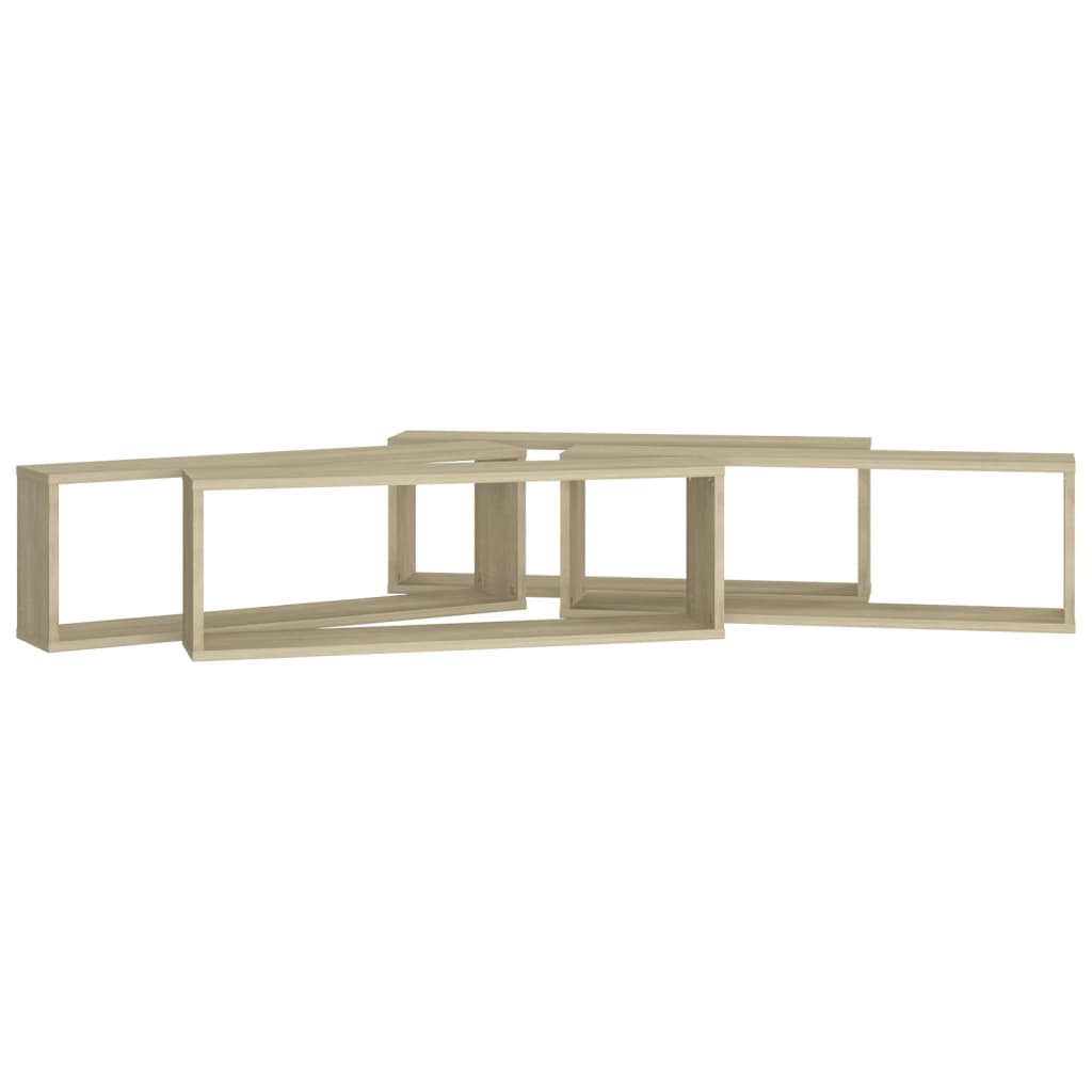vidaXL Ράφια Κύβοι Τοίχου 4 τεμ. Sonoma Δρυς 80x15x26,5εκ. Επεξ. Ξύλο
