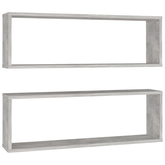 vidaXL Ράφια Κύβοι Τοίχου 2 τεμ. Γκρι Σκυρ. 80x15x26,5 εκ. Επεξ. Ξύλο