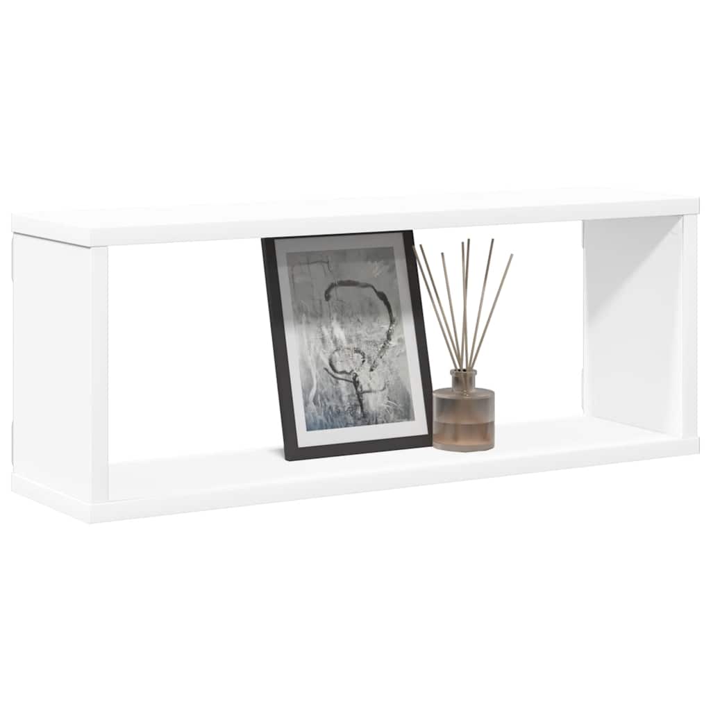 vidaXL Ράφια Κύβοι Τοίχου 4 τεμ. Λευκά 60 x 15 x 23 εκ. από Επεξ. Ξύλο