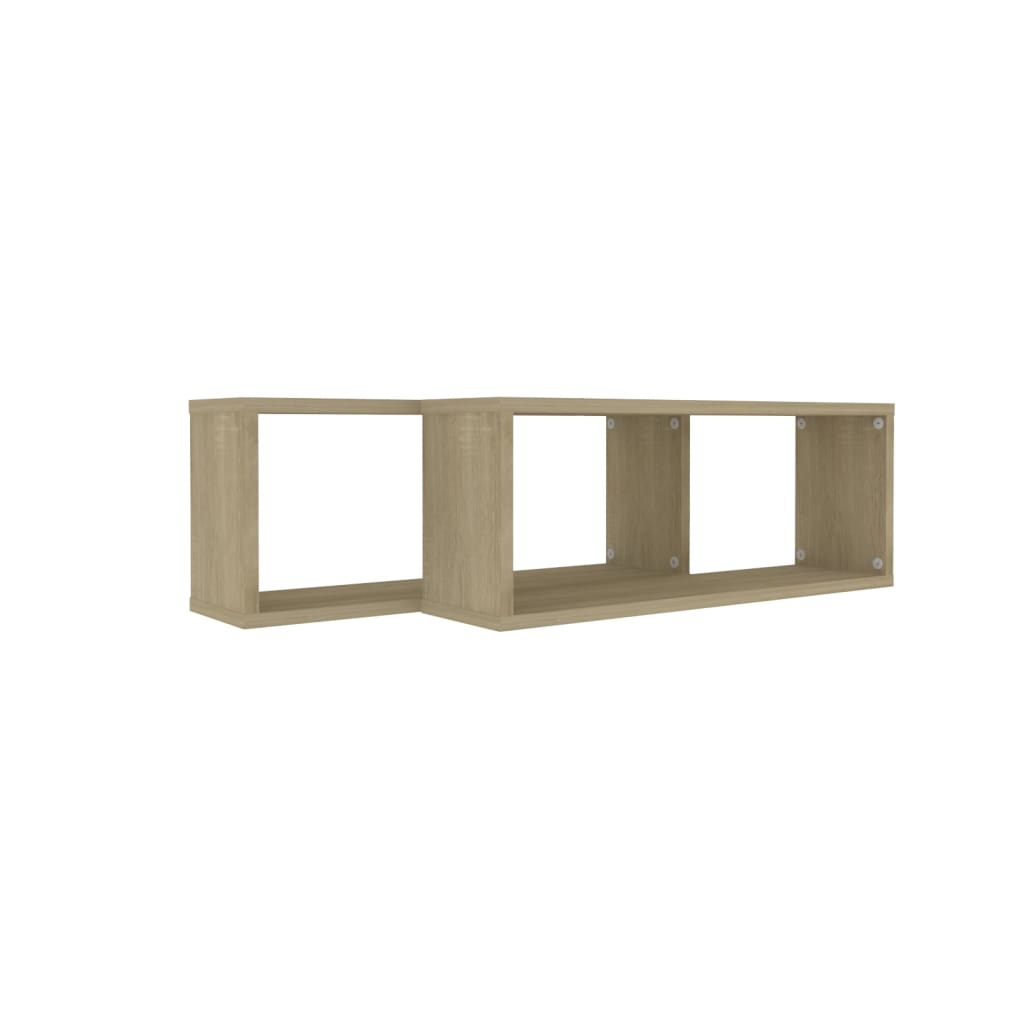 vidaXL Ράφια Κύβοι Τοίχου 2 τεμ. Sonoma Δρυς 60x15x23 εκ. Επεξ. Ξύλο