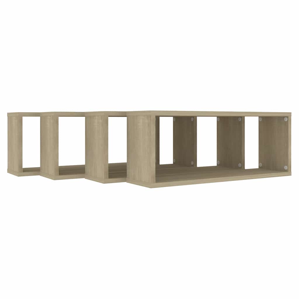 vidaXL Ράφια Κύβοι Τοίχου 4 τεμ. Sonoma Δρυς 60x15x23 εκ. Επεξ. Ξύλο