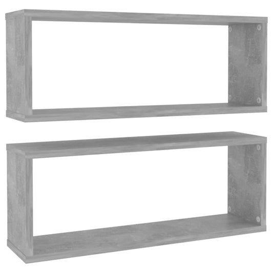 vidaXL Ράφια Κύβοι Τοίχου 2 τεμ. Γκρι Σκυρ. 60x15x23εκ. από Επεξ. Ξύλο