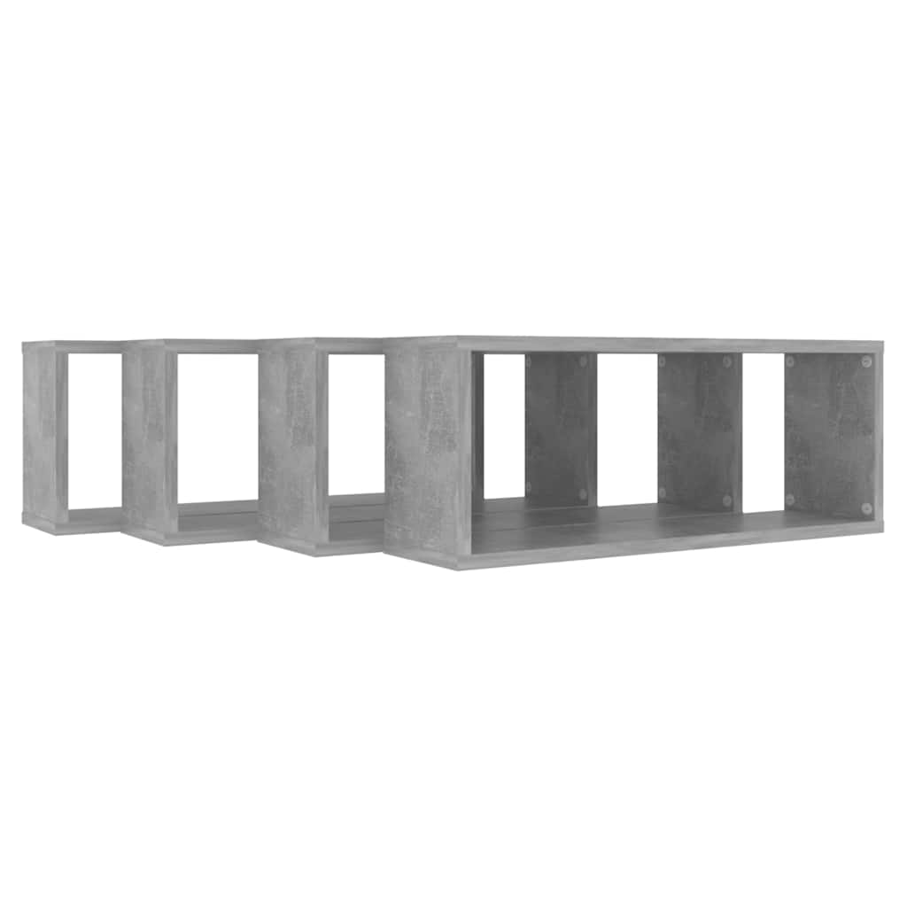 vidaXL Ράφια Κύβοι Τοίχου 4 τεμ. Γκρι Σκυρ. 60x15x23εκ. από Επεξ. Ξύλο