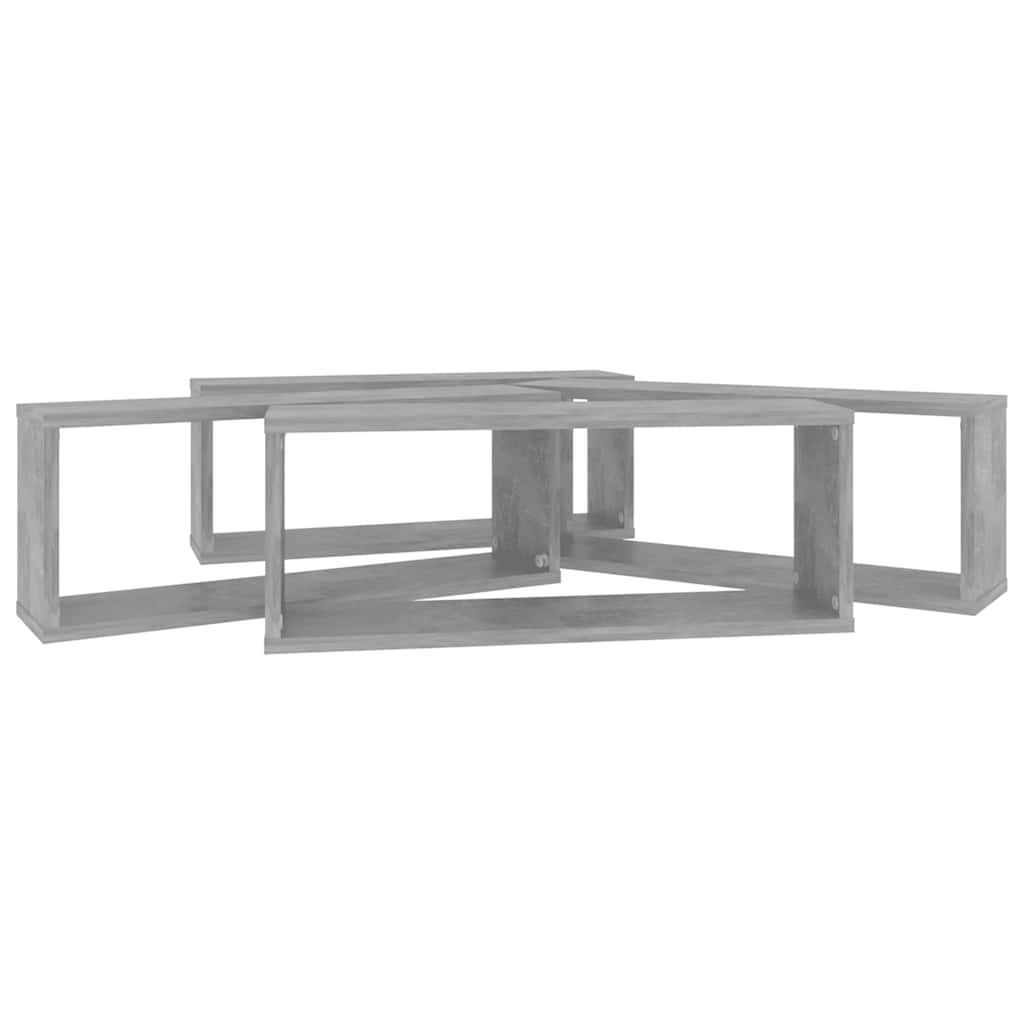 vidaXL Ράφια Κύβοι Τοίχου 4 τεμ. Γκρι Σκυρ. 60x15x23εκ. από Επεξ. Ξύλο