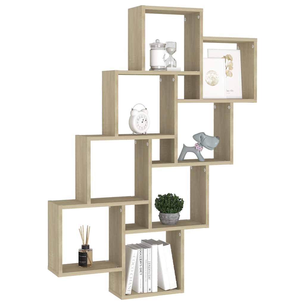 vidaXL Ράφι Κύβος Τοίχου Sonoma Δρυς 90 x 15 x 119 εκ. από Επεξ. Ξύλο