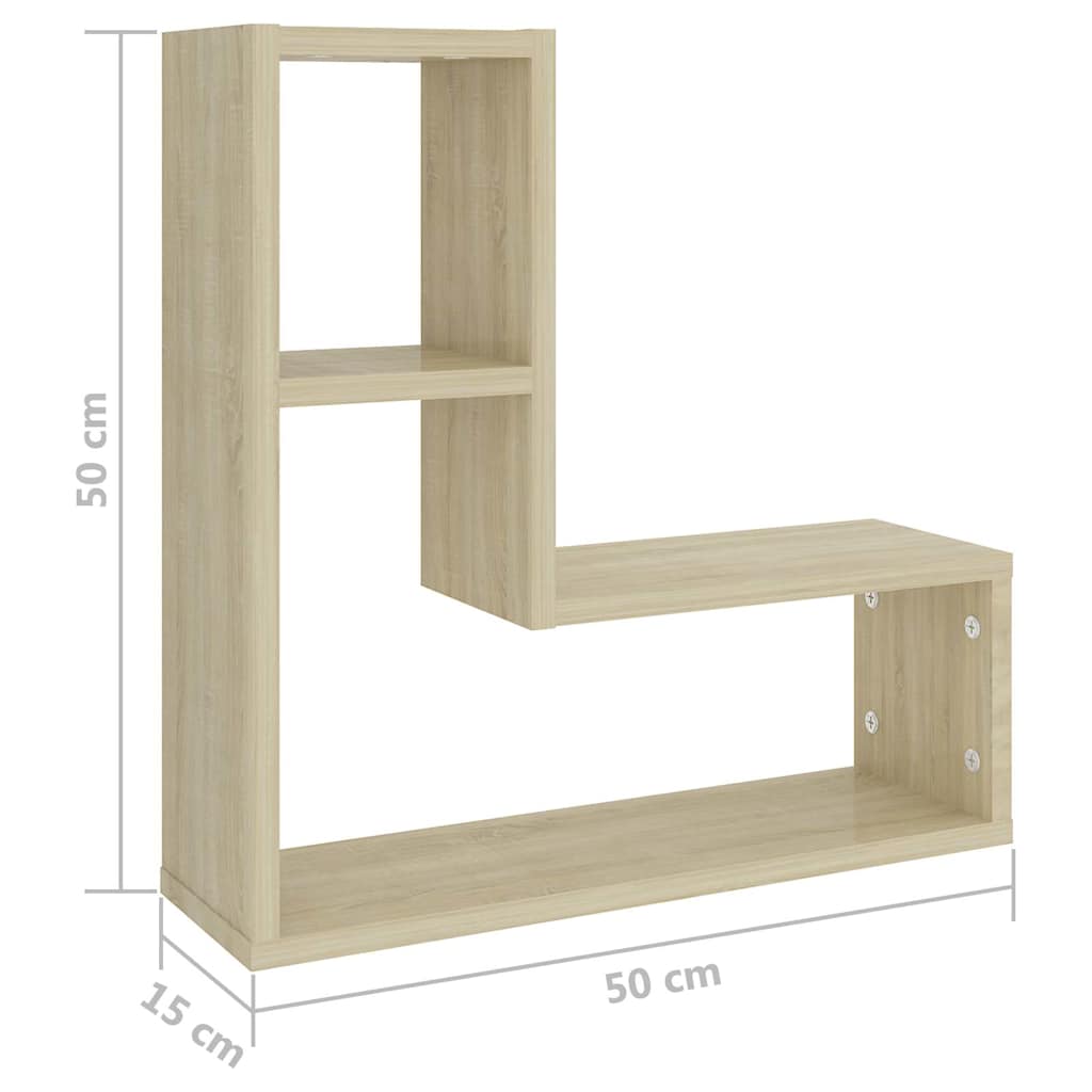 vidaXL Ραφιέρες Τοίχου 2 τεμ. Sonoma Δρυς 50x15x50 εκ. από Επεξ. Ξύλο