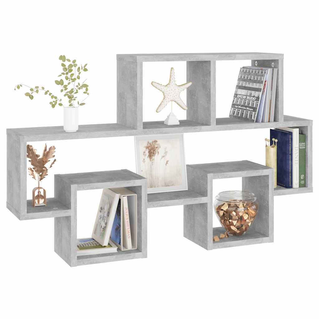 vidaXL Ράφι Τοίχου Σχήμα Αυτοκιν. Γκρι Σκυρ. 82x15x51 εκ. Επεξ. Ξύλο