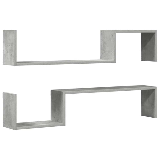 vidaXL Ραφιέρες Τοίχου 2 τεμ. Γκρι Σκυρ. 100 x 15 x 50 εκ. Επεξ. Ξύλο