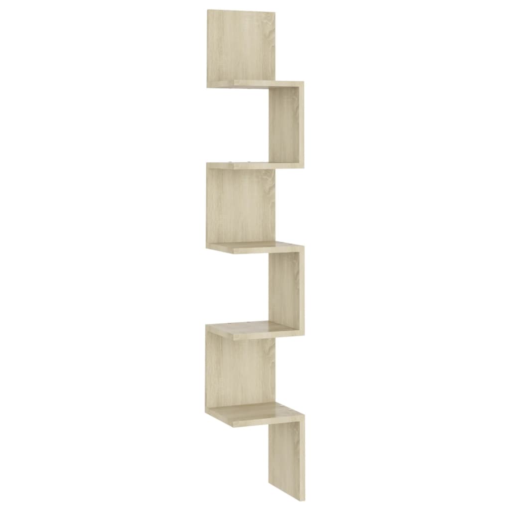 vidaXL Γωνιακή Ραφιέρα Τοίχου Ξύλο Δρυός 20x20x127,5εκ. από Επεξ. Ξύλο