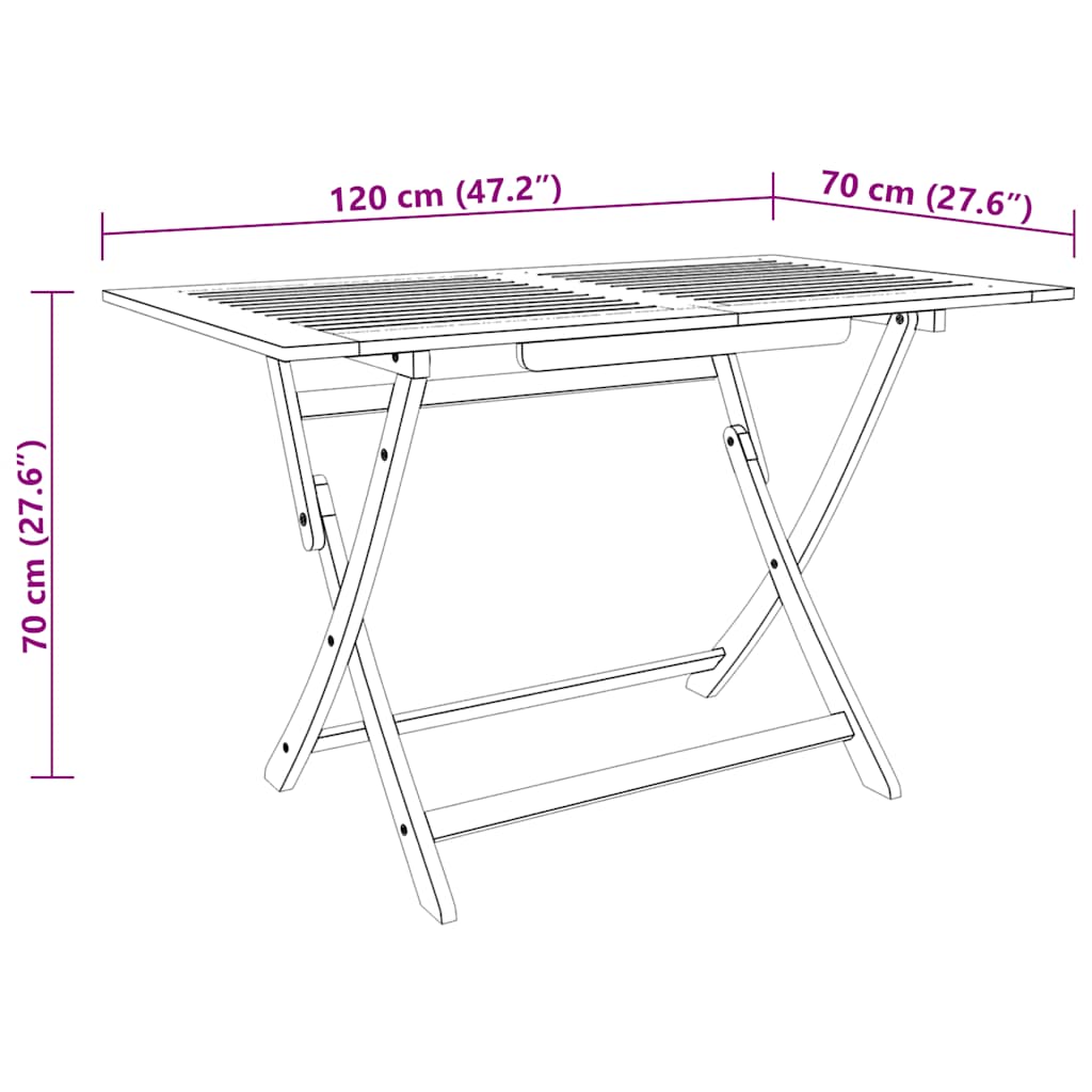 vidaXL Τραπέζι Κήπου Πτυσσόμενο 120x70x75 εκ. Μασίφ Ξύλο Ευκαλύπτου