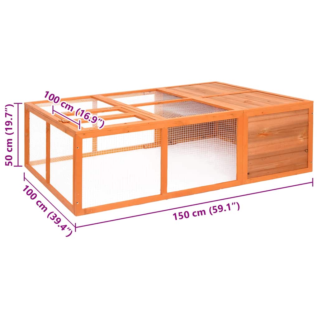 vidaXL Κλουβί Ζώου Κήπου 150 x 100 x 50 εκ. από Μασίφ Ξύλο Ελάτης
