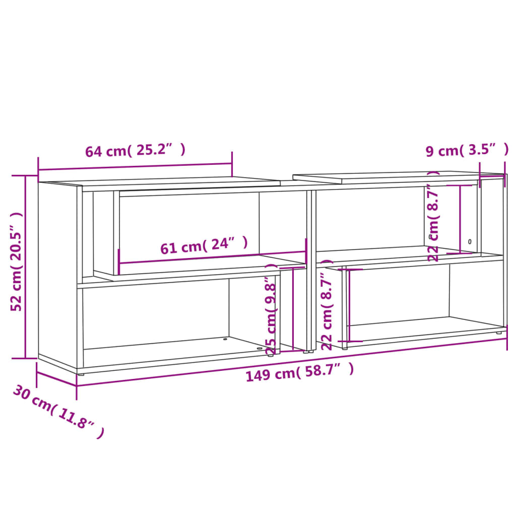 vidaXL Έπιπλο Τηλεόρασης Γυαλιστερό Λευκό 149x30x52 εκ. Επεξ. Ξύλο