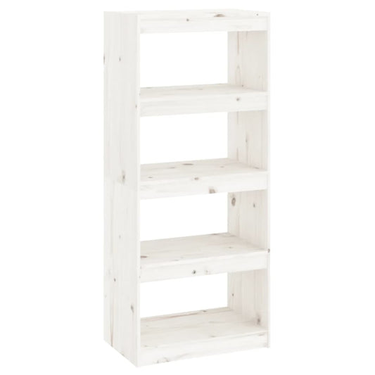 vidaXL Βιβλιοθήκη/Διαχωριστικό Χώρου Λευκή 60x30x135,5 εκ. Μασίφ Πεύκο