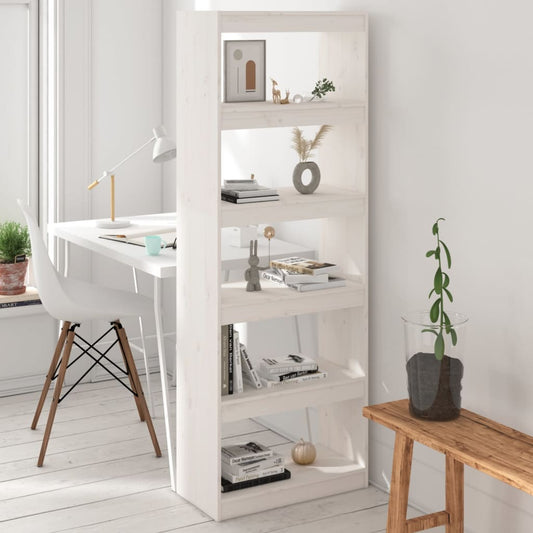 vidaXL Βιβλιοθήκη/Διαχωριστικό Χώρου Λευκή 60x30x167,5 εκ. Μασίφ Πεύκο