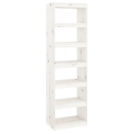 vidaXL Βιβλιοθήκη/Διαχωριστικό Χώρου Λευκή 60x30x199,5 εκ. Μασίφ Πεύκο