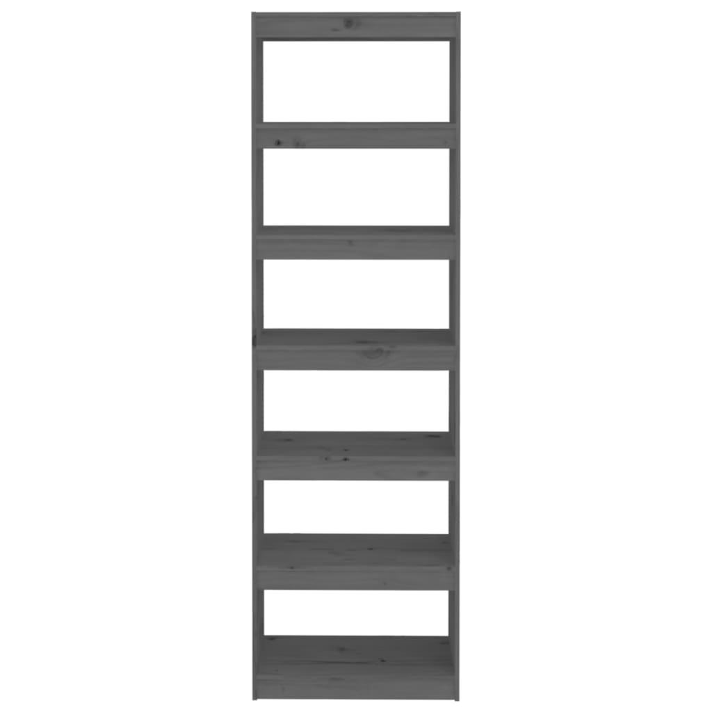 vidaXL Βιβλιοθήκη/Διαχωριστικό Χώρου Γκρι 60x30x199,5 εκ. Μασίφ Πεύκο
