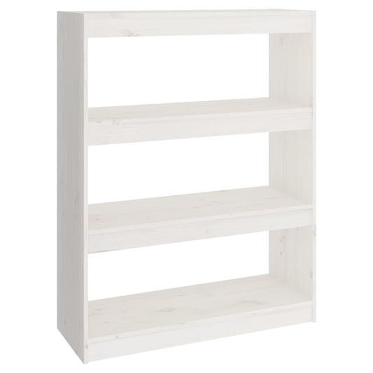 vidaXL Βιβλιοθήκη/Διαχωριστικό Χώρου Λευκή 80x30x103,5 εκ. Μασίφ Πεύκο
