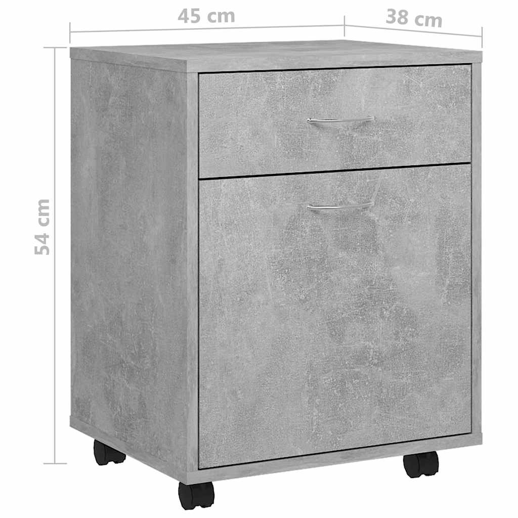 vidaXL Ντουλάπι Τροχηλάτο Γκρι Σκυρ. 45 x 38 x 54 εκ. από Επεξ. Ξύλο
