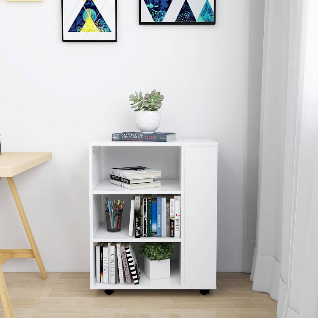 vidaXL Ντουλάπι Τροχήλατο Λευκό 60 x 35 x 75 εκ. από Επεξ. Ξύλο