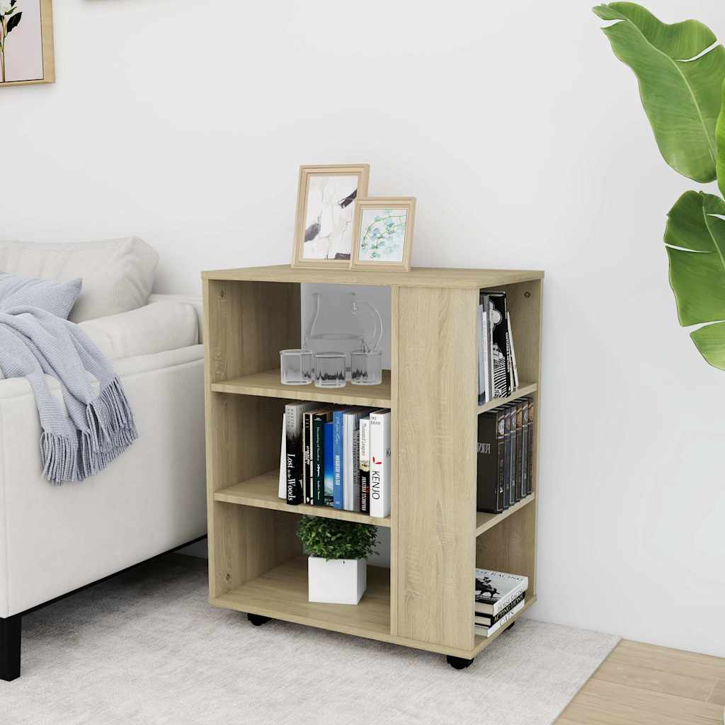 vidaXL Ντουλάπι Τροχήλατο Sonoma Δρυς 60 x 35 x 75 εκ. από Επεξ. Ξύλο