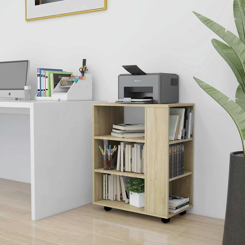 vidaXL Ντουλάπι Τροχήλατο Sonoma Δρυς 60 x 35 x 75 εκ. από Επεξ. Ξύλο