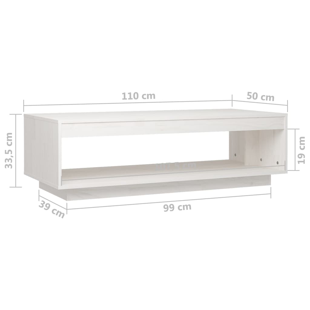 vidaXL Τραπεζάκι Σαλονιού Λευκό 110x50x33,5 εκ. από Μασίφ Ξύλο Πεύκου