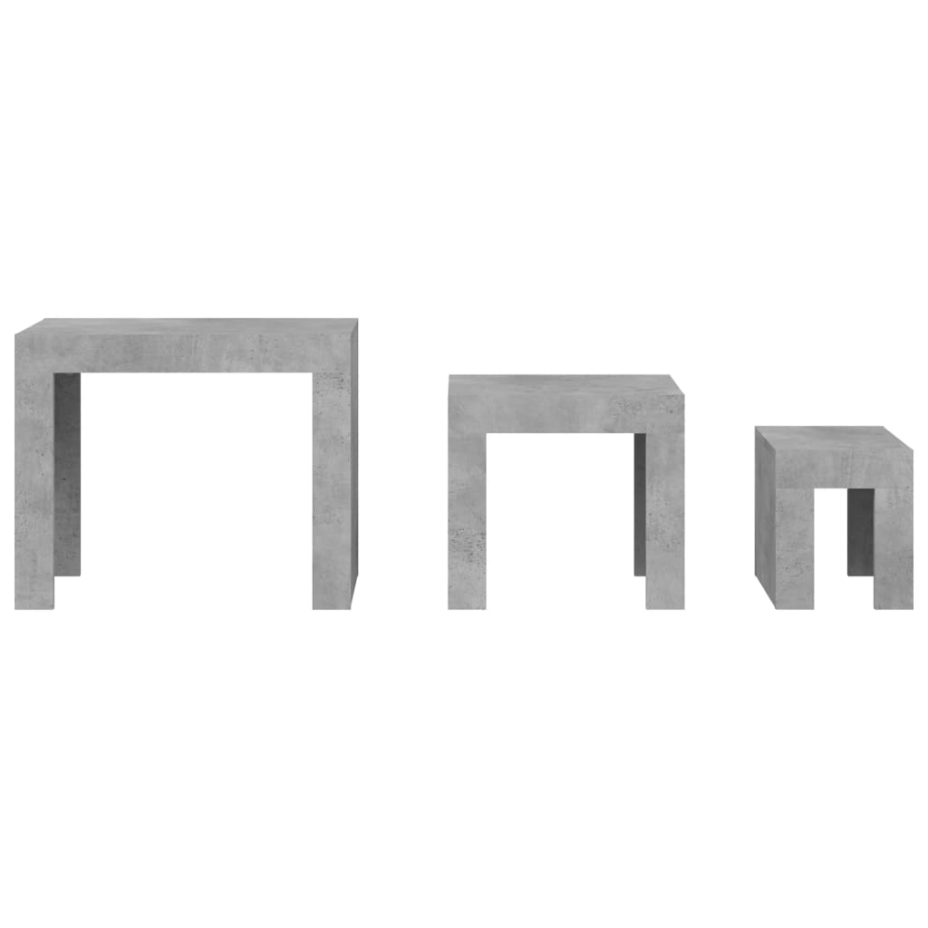 vidaXL Τραπεζάκια Ζιγκόν 3 τεμ. Γκρι Σκυρ. από Επεξ. Ξύλο