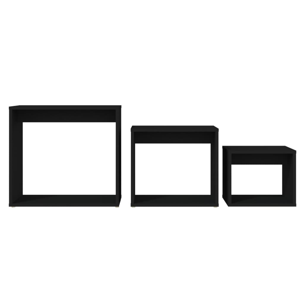 vidaXL Τραπεζάκια Ζιγκόν 3 τεμ. Μαύρο από Μοριοσανίδα