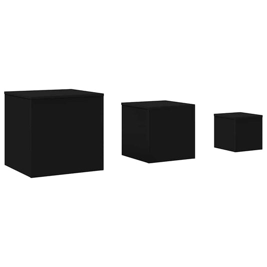 vidaXL Τραπεζάκια Βοηθητικά 3 τεμ. Μαύρα από Επεξεργ. Ξύλο