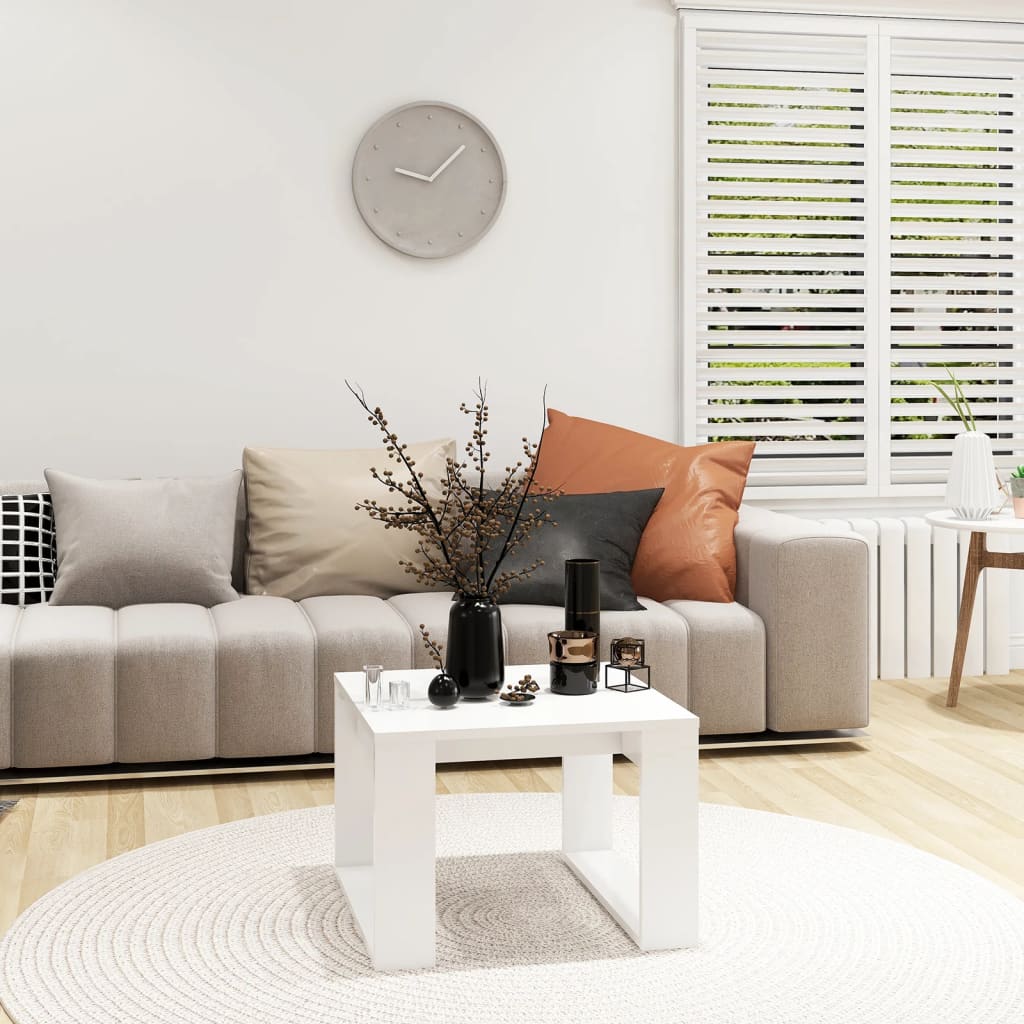 Τραπέζι Βοηθητικό Λευκό 50 x 50 x 35 εκ. από Επεξεργ. Ξύλο