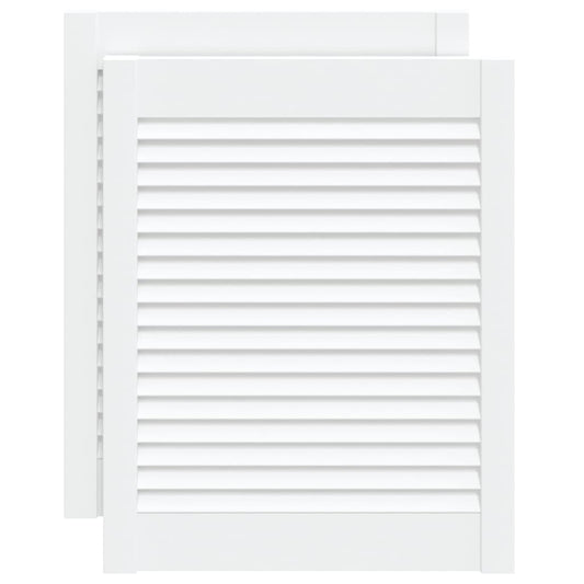 vidaXL Πορτάκια με Περσίδες 2 Τεμ. Λευκά 61,5x49,4εκ Μασίφ Ξύλο Πεύκου