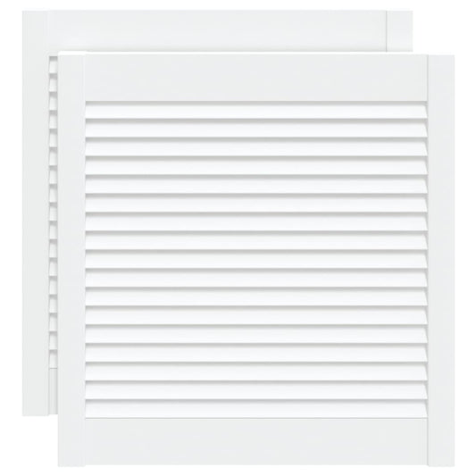 vidaXL Πορτάκια με Περσίδες 2 Τεμ. Λευκά 61,5x59,4εκ Μασίφ Ξύλο Πεύκου
