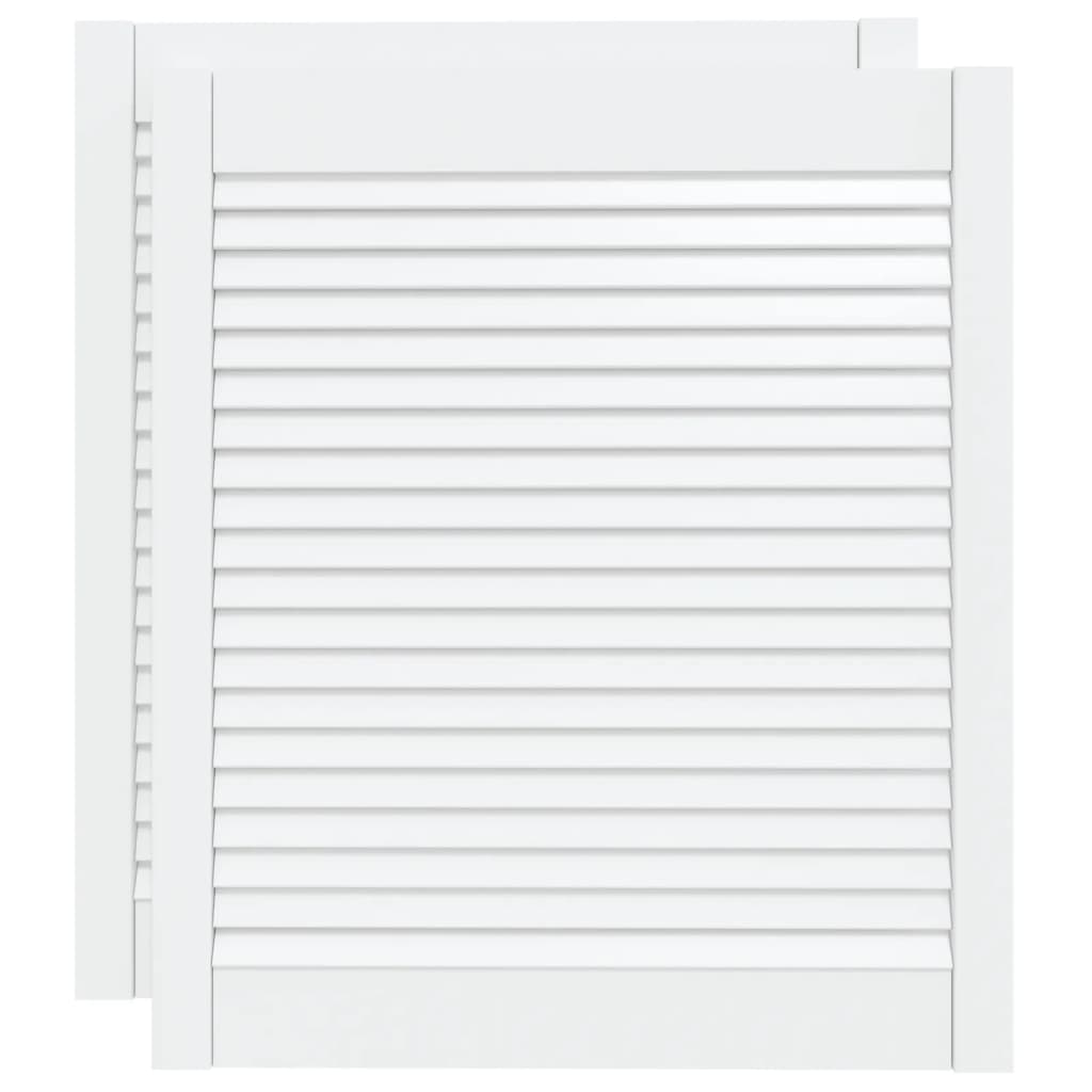 vidaXL Πορτάκια με Περσίδες 2 Τεμ. Λευκά 69x59,4εκ Μασίφ Ξύλο Πεύκου