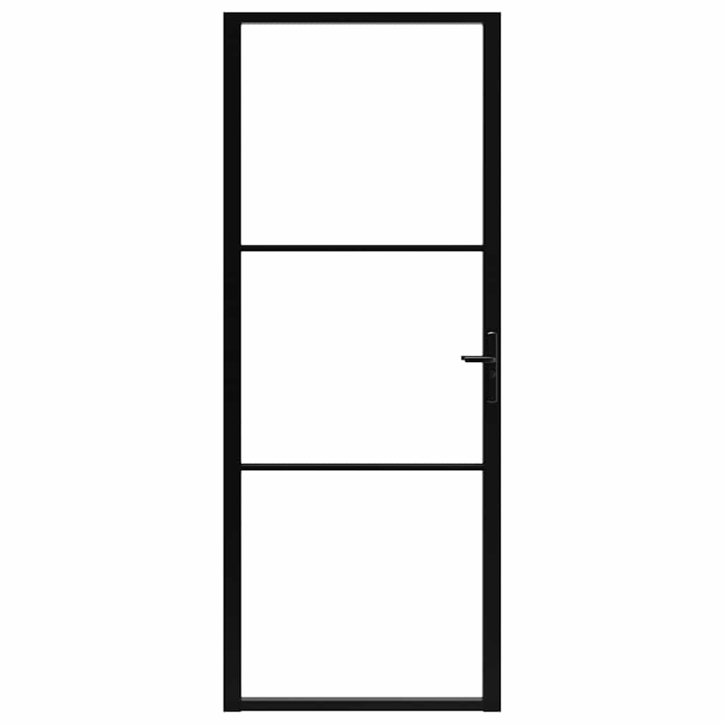 vidaXL Πόρτα Εσωτερική Μαύρη 83 x 201,5 εκ. από Γυαλί ESG / Αλουμίνιο