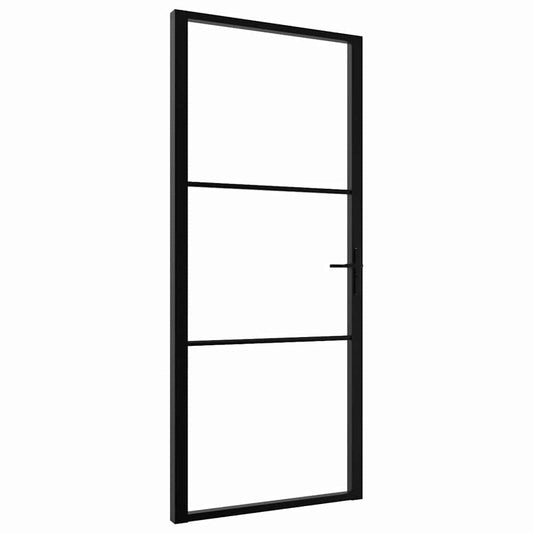 vidaXL Πόρτα Εσωτερική Μαύρη 102,5x201,5 εκ. από Γυαλί ESG / Αλουμίνιο