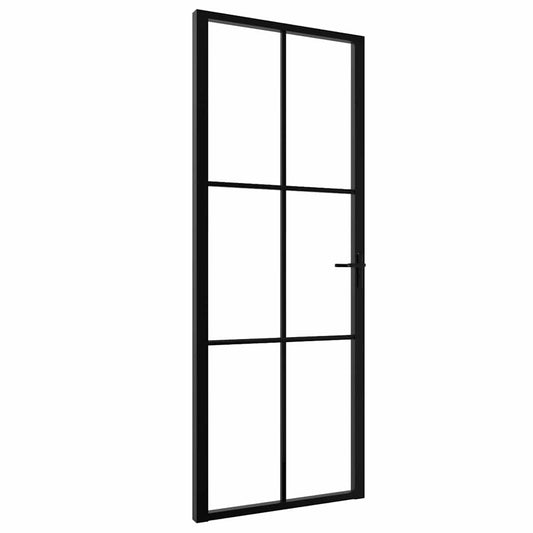 vidaXL Πόρτα Εσωτερική Μαύρη 76 x 201,5 εκ. από Γυαλί ESG / Αλουμίνιο