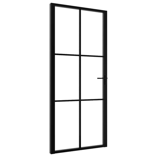vidaXL Πόρτα Εσωτερική Μαύρη 93 x 201,5 εκ. από Γυαλί ESG / Αλουμίνιο