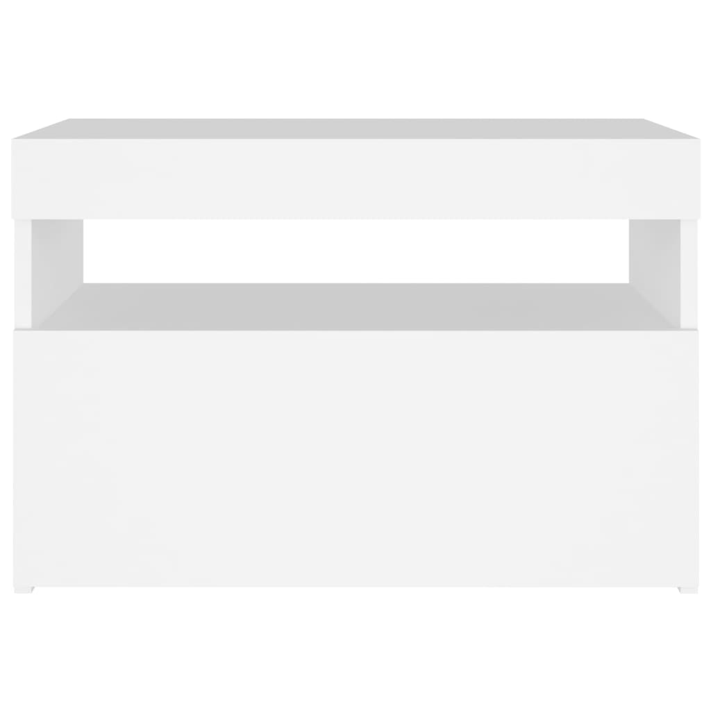 vidaXL Κομοδίνα με LED 2 τεμ. Λευκά 60x35x40 εκ. Επεξεργασμένο Ξύλο