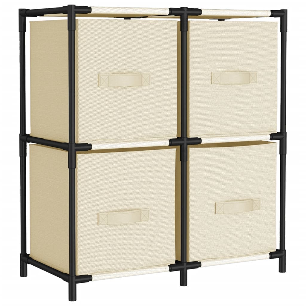 vidaXL Ντουλάπι με 4 Υφασμάτινα Καλάθια Κρεμ 63x30x71 εκ. από Ατσάλι