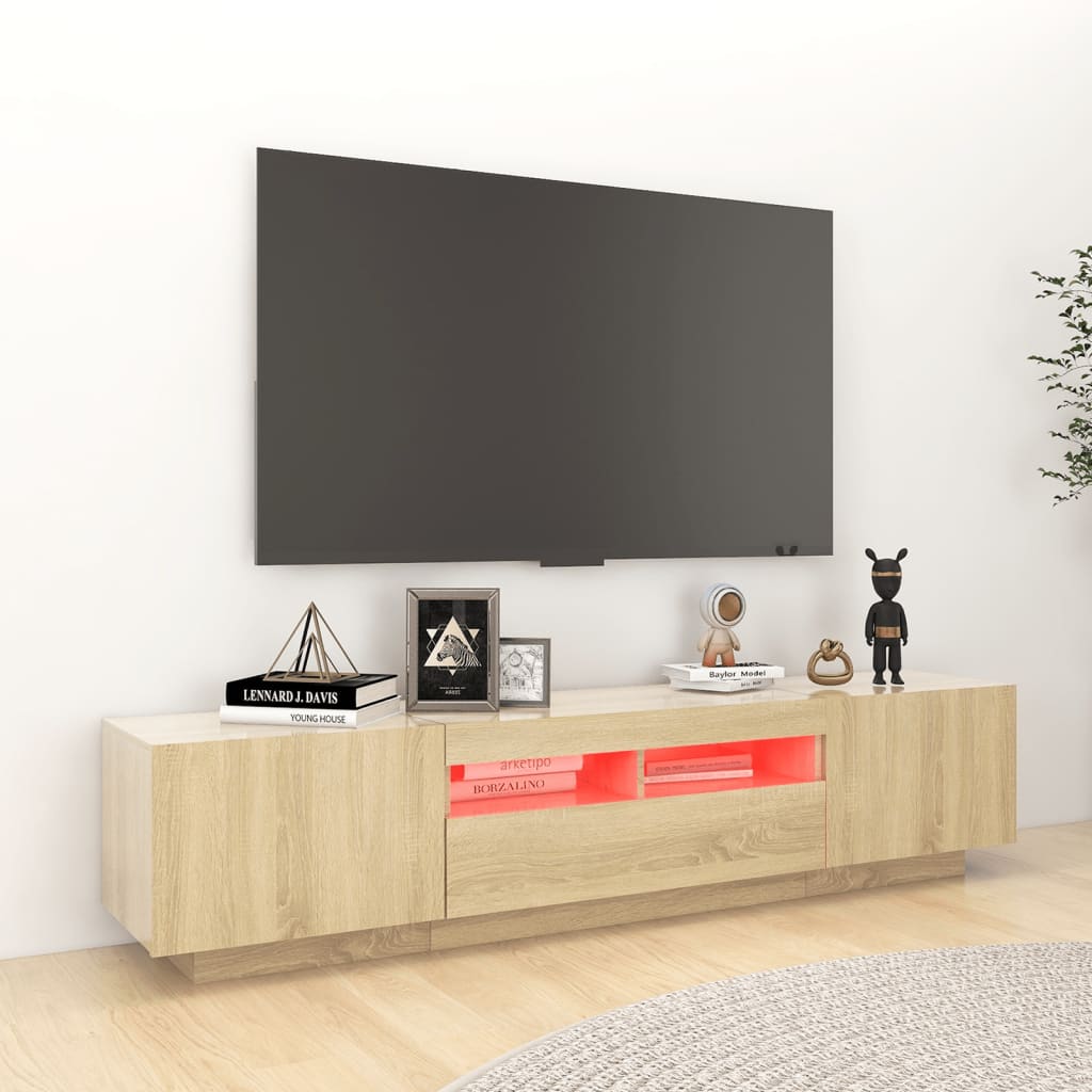 vidaXL Έπιπλο Τηλεόρασης με LED Sonoma Δρυς 180 x 35 x 40 εκ.