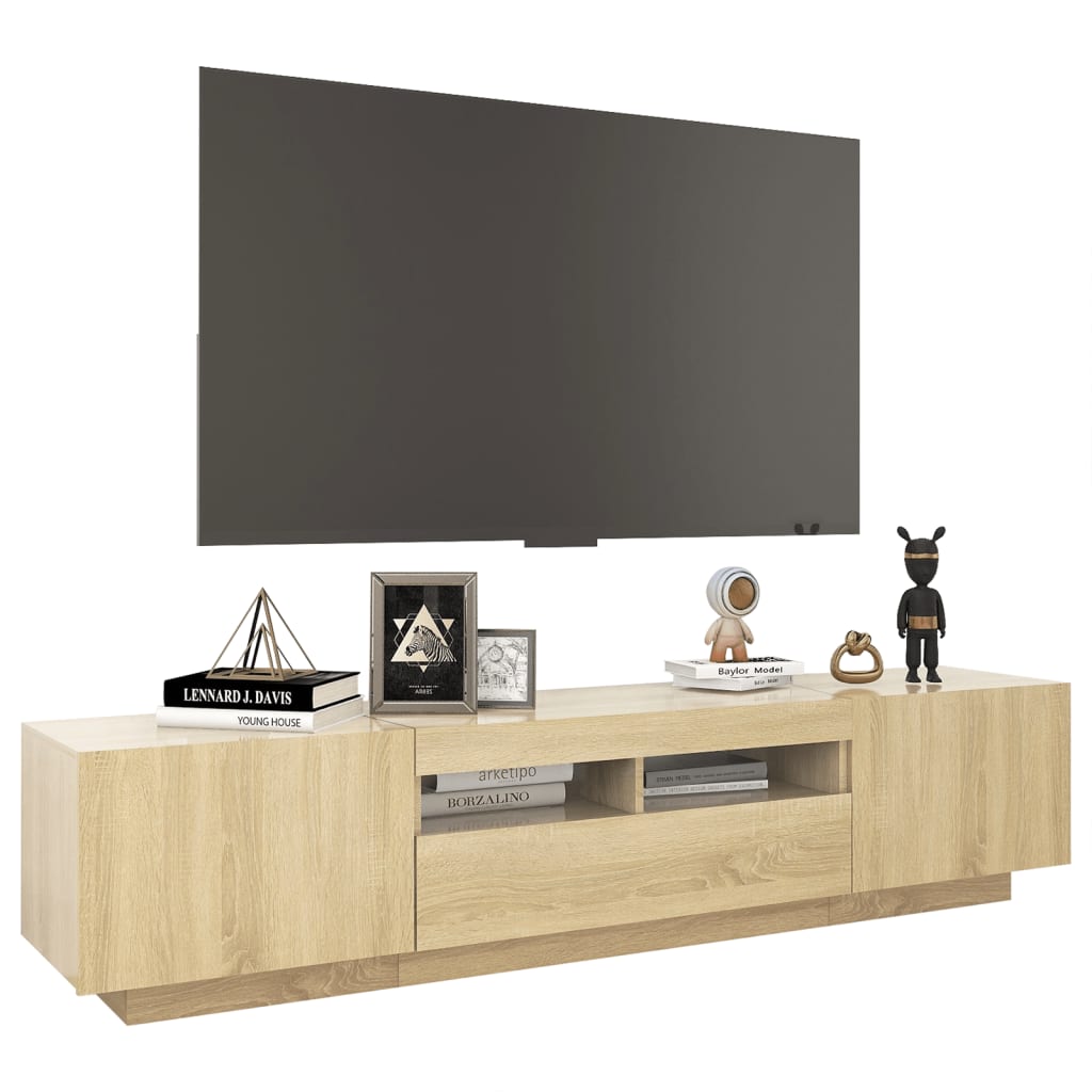 vidaXL Έπιπλο Τηλεόρασης με LED Sonoma Δρυς 180 x 35 x 40 εκ.