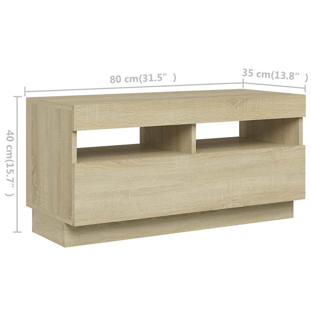 vidaXL Έπιπλο Τηλεόρασης με LED Sonoma Δρυς 260 x 35 x 40 εκ.