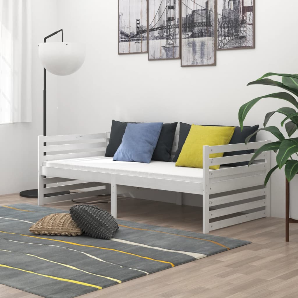 vidaXL Καναπές Κρεβάτι Λευκός 90 x 200 εκ. από Μασίφ Ξύλο Πεύκου