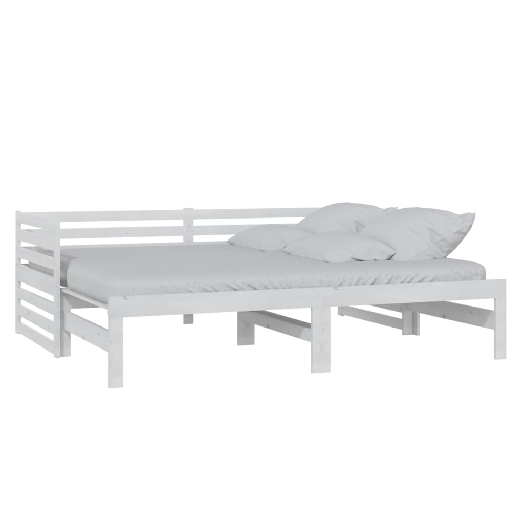 vidaXL Καναπές Κρεβάτι Λευκός 2 x (90 x 200) εκ. από Μασίφ Ξύλο Πεύκου