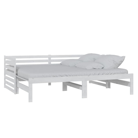 vidaXL Καναπές Κρεβάτι Λευκός 2 x (90 x 200) εκ. από Μασίφ Ξύλο Πεύκου