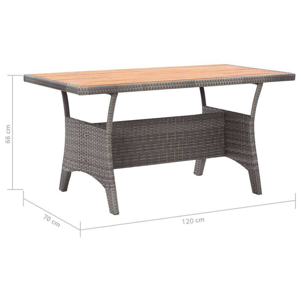 vidaXL Τραπέζι Κήπου Γκρι 120 x 70 x 66 εκ. από Μασίφ Ξύλο Ακακίας